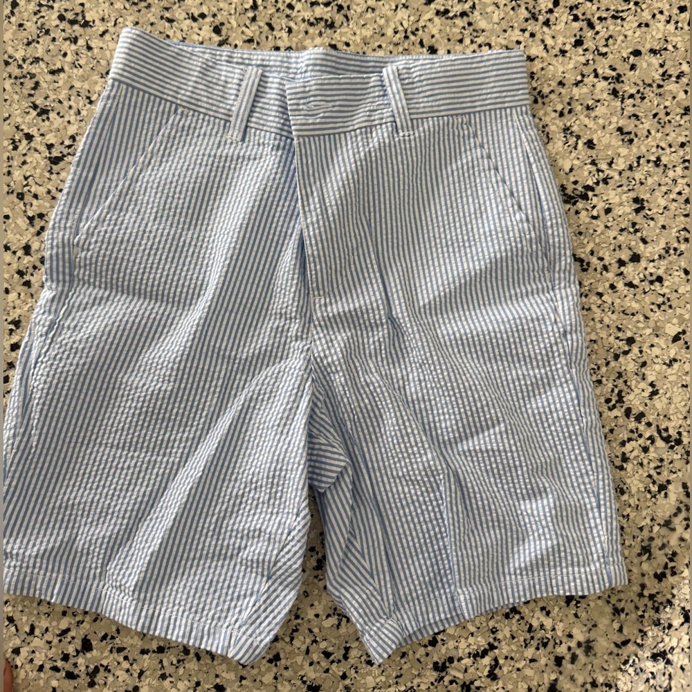 Janie and Jack Boys Blue Seersucker Shorts - size 8 - tags attached